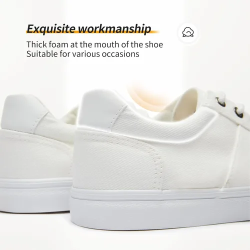 Vista 3 de ZGR Zapatos de lona para hombre, color blanco y negro, con cordones, zapatos casuales de moda para hombres