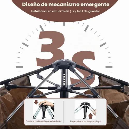 Vista 3 de TUKAILAI Instant Camping Tent, Hexagonal Design Automatic Dome Tent with 4 Mesh Windows and 1 Door, Easy Setup Pop Up Tent with Vestibule & Rainfly