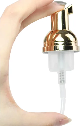 Vista 2 de Botella de espuma vacía de plástico para viajes, contenedor de espuma líquido, cuerpo blanco con bomba dorada para jabón de manos, 1.0 fl oz/1 oz