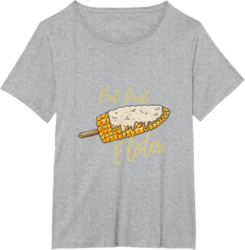 Vista 14 de But First Elotes Corn on the Cob - Camiseta divertida para amantes de la comida mexicana, Negro, S