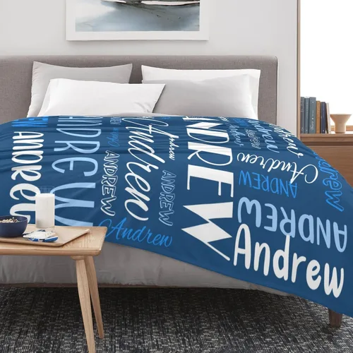 Vista 4 de Manta de regalo personalizada con nombre, regalos personalizados para él, regalos personalizados, mantas de franela con textos