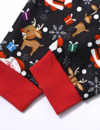 Vista 7 de Conjunto de 3 piezas de traje de Navidad para bebé niño con corbatín y tirantes, pantalones, gorro, conjunto de 3 piezas