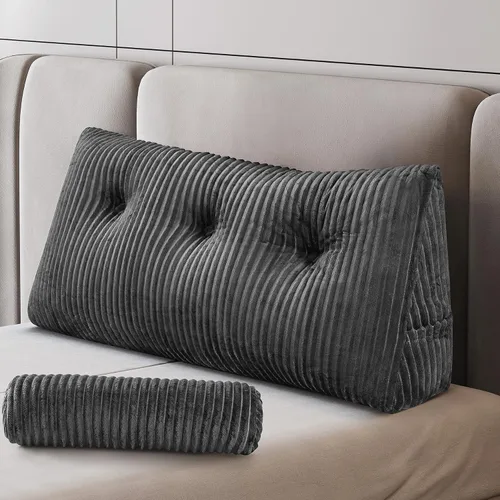 Vista 23 de Z-hom - Almohada grande para cabecero con un solo rollo, almohada de cuña para sentarse en la cama, cojín triangular de apoyo de respaldo para leer
