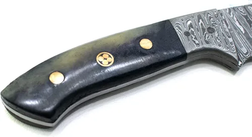 Vista 7 de Titan International Knives Gancho de tripa de Damasco para desollar y cazar hoja fija Hecho a mano 1095 4340 mezcla de carbono machacado a mano