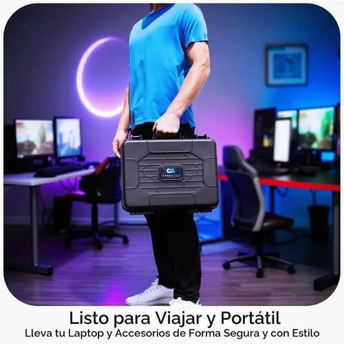 Vista 3 de CASEMATIX Funda rígida para laptop de 15.6 pulgadas – Funda de transporte de viaje resistente a prueba de golpes con protección de espuma