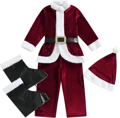 Vista 6 de Disfraz de Navidad para niños y niñas, disfraz de Papá Noel