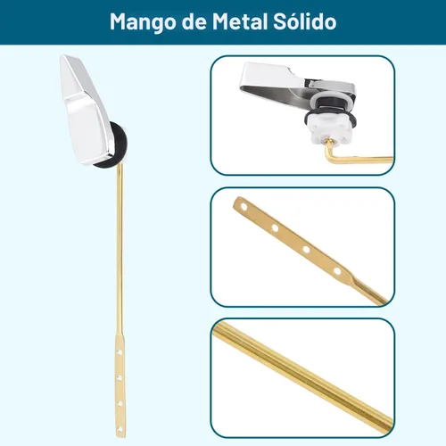 Vista 5 de Kit de reemplazo universal de mango de inodoro de metal para montaje Cromo