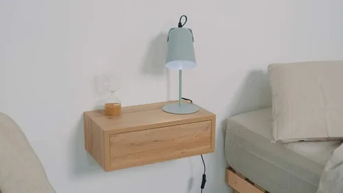 Vista 7 de Mobili Fiver, Mesita de Noche Flotante Riccardo, Madera de Fresno Negra, Fabricado en Italia