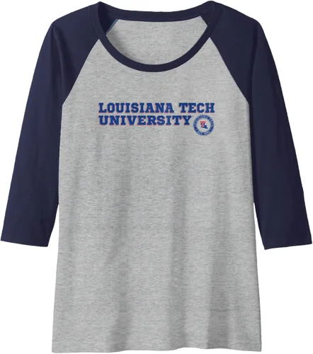 Vista 5 de Louisiana Tech Bulldogs - Camiseta de béisbol raglán con texto en bloque, Negro