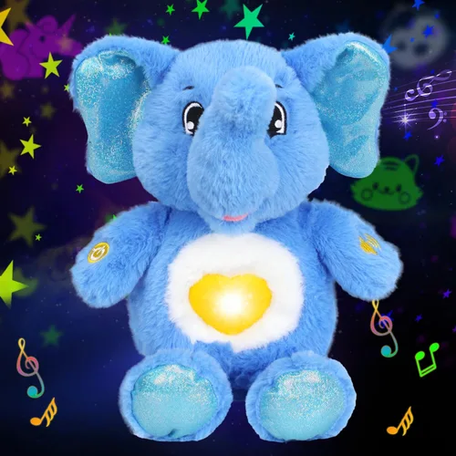 Vista 10 de Unicornio de peluche rosa con proyector de estrellas, musical, con volumen ajustable, luz nocturna, animales de peluche brillantes, juguetes