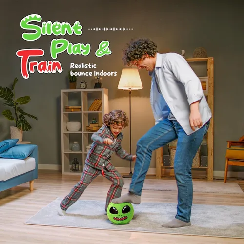 Vista 6 de VangeBow Pelotas de fútbol silenciosas para interiores para niños de 1 a 3 años, juguetes de fútbol de bebé inflables de felpa suave para niños