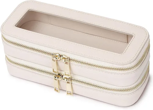 Vista 50 de Pinkmik Pequeña bolsa de maquillaje transparente, mini estuche para cosméticos, bolsa de aseo impermeable con cremallera, organizador de bolsos