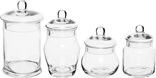 Vista 2 de MyGift Pequeños tarros decorativos de cristal para dulces, pequeños recipientes de almacenamiento con tapas, juego de 4