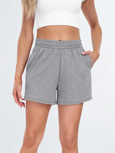Vista 95 de AUTOMET Pantalones cortos deportivos para mujer, estilo casual, con cordón, cómodos, elásticos, de cintura alta, con bolsillos