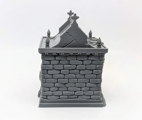 Vista 3 de Mausoleo - Escenario para Mesa - 1.102 in - Miniatura - RPG - Calabozos y Dragones - DND - Pathfinder - (Gris/Sin pintar)