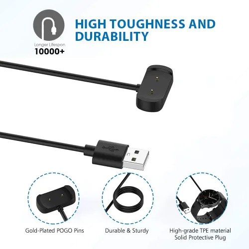 Vista 4 de Cargador compatible con Amazfit Bip 5/Bip 5 Unidad/Bip 3/Bip 3 Pro/GTS 4 Mini/Active/GTS 2/GTR Mini/GTS 2 Mini Smartwatch Reemplazo USB Cradle Cable