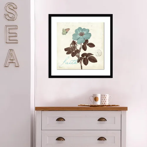 Vista 4 de Amanti Art Póster enmarcado para pared, 21 x 21 pulgadas, Touch of Blue II Faith por Katie Pertiet, póster enmarcado para decoración de pared, sala
