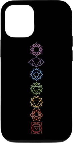 Vista 27 de Funda para iPhone 13 Pro Max, regalo espiritual Zen Rainbow Chakras alineados para amantes del yoga