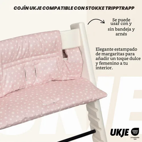 Vista 5 de UKJE Cojín Compatible con Stokke Tripp Trapp (Modelo Antiguo y Nuevo) 2 Piezas Limpiable y Lavable a 86°F Algodón Certificado Oeko-Tex Funda