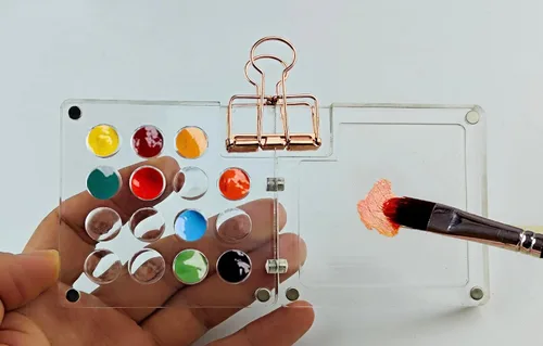 Vista 8 de Caja de pintura de cuadrícula de 12 colores, paleta de bocetos portátil, paleta de pintura de acuarela para dibujar, estuche de pintura de viaje