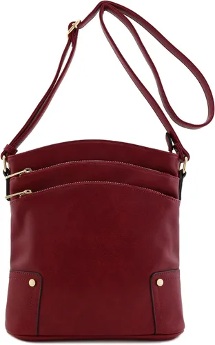 Vista 2 de Bolso cruzado grande con triple bolsillo con cremallera.