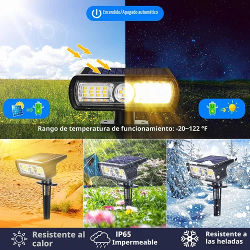 Vista 3 de Toodour Foco solar para exteriores, paquete de 2 luces solares