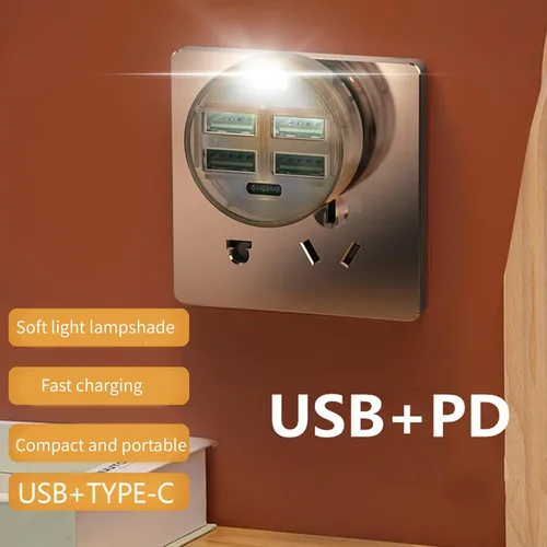 Vista 3 de Hub USB 4 puertos USB hembra 1 tipo C hembra adaptador de extensión Hub de alta velocidad USB Splitter para PC portátil