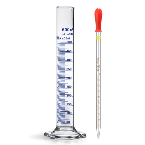 Vista 11 de Cilindro graduado de vidrio grueso para medir líquidos de laboratorio con base hexagonal viene con un gotero de vidrio (vidrio, 5ML)