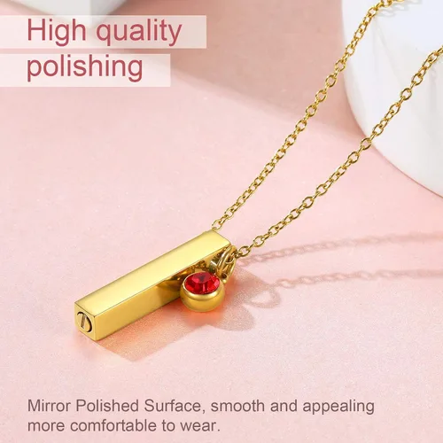 Vista 196 de FindChic Collares personalizados con urna para cenizas, barra vertical, gato, luna, reloj de arena, garra de perro, acero inoxidable, chapado en oro