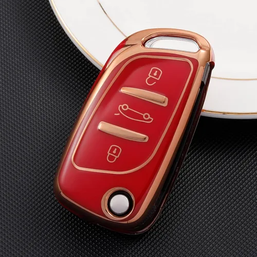 Vista 3 de Soft TPU Car Key Case for Peugeot for Citroen C1 C2 C3 C4 C5 DS3 DS4 DS5 DS6 3 Button Auto Accessories Key Shell Full Cover
