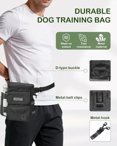 Vista 2 de Bolsa de entrenamiento para perros con cinturón y correa para el hombro, ajustable de 3 vías, impermeable, para caminar, con múltiples bolsillos