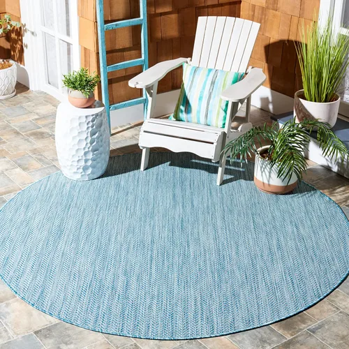 Vista 18 de Safavieh Colección Courtyard CY8022 Alfombra, 2 pies x 3 pulgadas x 5 pies, aguamarina y gris, impermeable, fácil de limpiar, sin pelusa