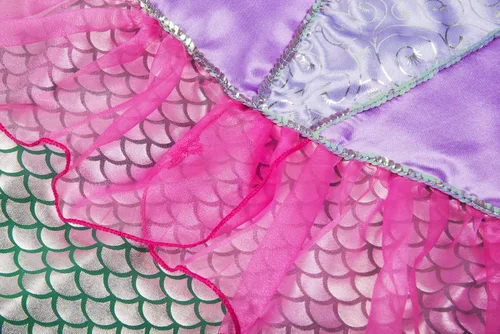 Vista 4 de RuuYiicoco Disfraz de princesa de sirena para niñas vestido de fiesta con peluca y corona 5T rosa