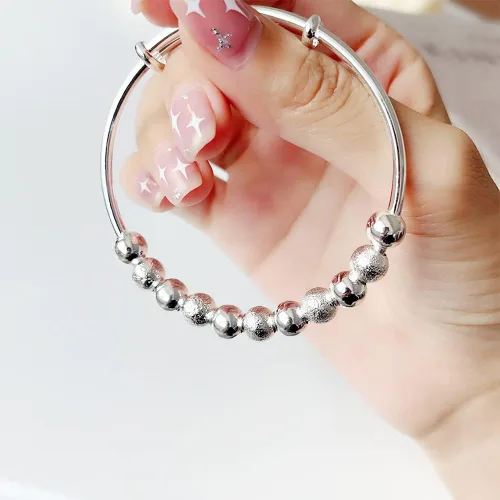 Vista 5 de Pulseras de plata de ley 925 para mujer, pulsera de transferencia de la suerte, ajustable, joyería de moda para mujer
