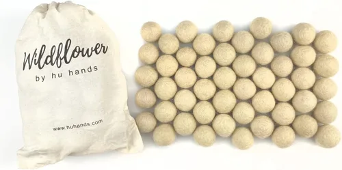 Vista 2 de Bolas de fieltro de lana bronceada natural (50) pompones 100% lana Pompones suaves neutros beige fieltro a mano en Nepal para manualidades