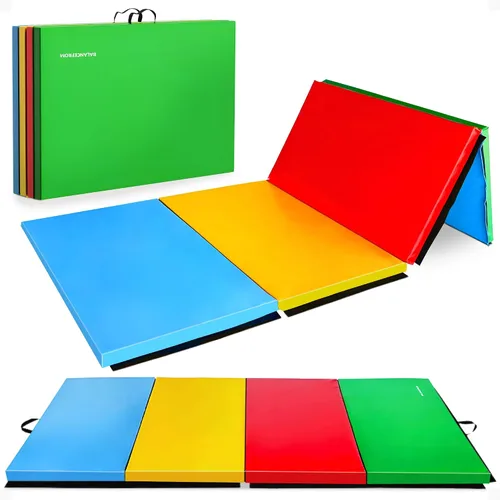 Vista 13 de BalanceFrom 10x4 Feet 4-Panel Folding Gymnastics Mat – 2-Inch Thick Pad with Vinyl Surface and Carrying Handles for Tumbling, Yoga, Pilates, Home