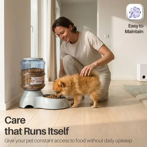 Vista 9 de Bol para mascotas con sistema dispensador automático y almacenamiento de alimento seco, de Flexzion Self-Replenishing Dry Food Station with