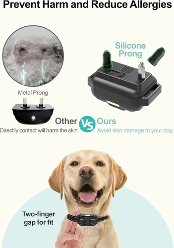 Vista 3 de FunniPets Collar de choque para perro, paquete de 2 – Collar de entrenamiento para perros con control remoto IP65 impermeable E Collar para perros