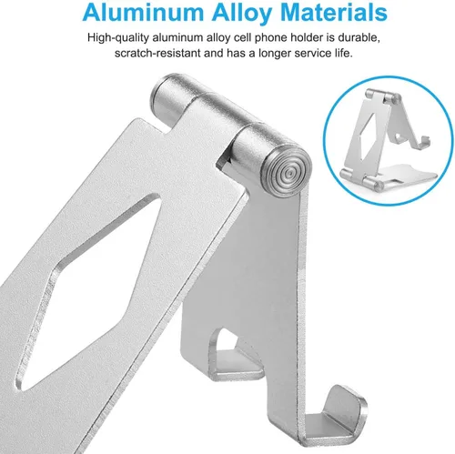 Vista 4 de Soporte ajustable de aluminio para teléfono celular para escritorio, compatible con iPhone 14, 13, 12, 11 Pro Max, Samsung, Huawei y todos