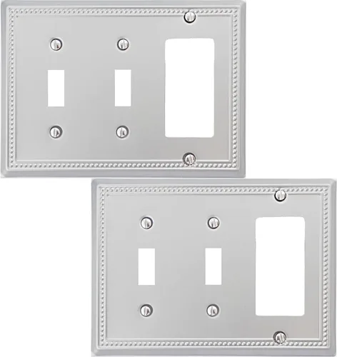 Vista 56 de OKAWYC Belaire - Cubierta para interruptor de luz de decoración individual, placa de pared de metal con cuentas, paquete de 4 unidades de bronce