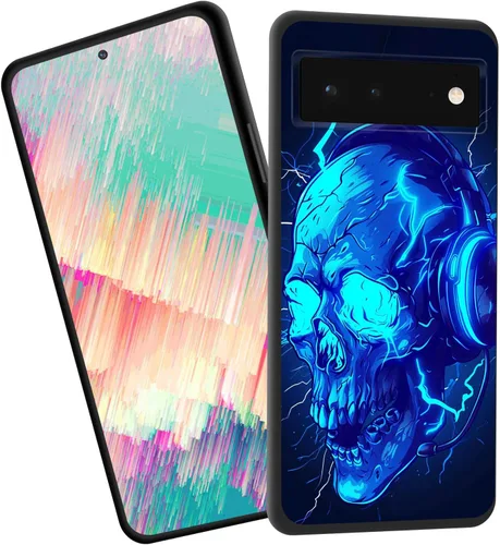 Vista 12 de for Google Pixel 4 XL Case,Slim Shockproof TPU Soft Rubber Silicone Cover Phone Case for Google Pixel 4 XL,Blue Skull Headphone
