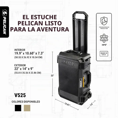 Vista 4 de Pelican Vault V525 Estuche rígido (cámara, pistola, equipo)