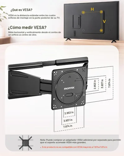Vista 9 de monTEK 1.1" Ultra Slim Full Motion TV Wall Mount for 23-43 Inch TVs