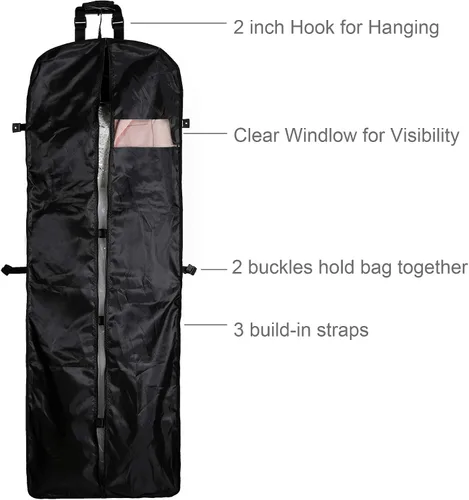 Vista 3 de Bolsa de ropa de boda de tres pliegues de 72 pulgadas para vestidos largos y vestidos, bolsa de almacenamiento colgante de viaje para hombres