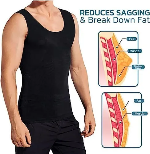 Vista 4 de Chaleco Termico Reductor para Hombre, Chaleco Termico Compression Tank Top Hombres, Chaleco de compresión para hombre
