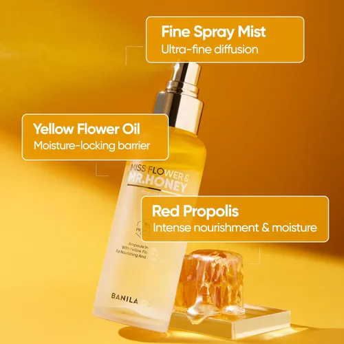 Vista 3 de BANILA CO Miss Flower & Mr Honey Propolis Ampolis - Ampolis Mist Spray fijador de maquillaje hidratante de doble capa para la piel nutritiva