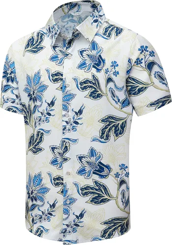 Vista 66 de SheLucki - Camisa hawaiana para hombre, unisex, de manga corta, con botones, para la playa y el verano, ropa casual estampada con sombra de palmas