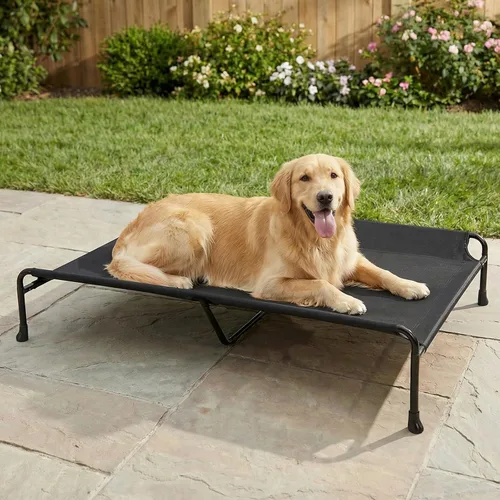 Vista 13 de Veehoo Cama para perros al aire libre, cama elevada para perros grandes, cama elevada para mascotas con reposacabezas, cuna refrescante lavable