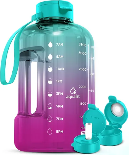 Vista 9 de AQUAFIT 1 Gallon Water Bottle with Time Marker Aguamarina