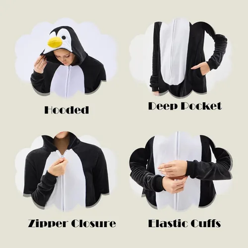 Vista 6 de NEWCOSPLAY Unisex Adult Onesie Pajamas Animal One Piece Costume Cosplay Sleepwear
